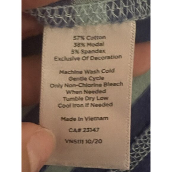 Talbots T-shirt Size XS Striped Blue White Short Sleeve‎ V-neck Nautical Beach - Picture 8 of 10